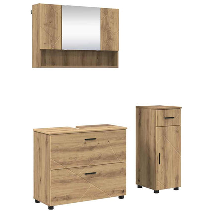 Badeværelsesmøbel sæt 3 stk. Artisan Egetræ 76,5 x 35 x 64 cm
