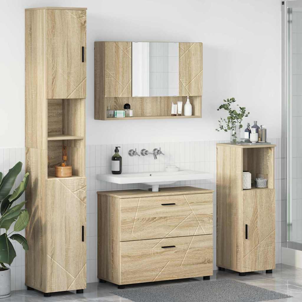 vidaXL Badeværelsesmøbel sæt 4 stk. Sonoma eg 35 x 30 x 192 cm