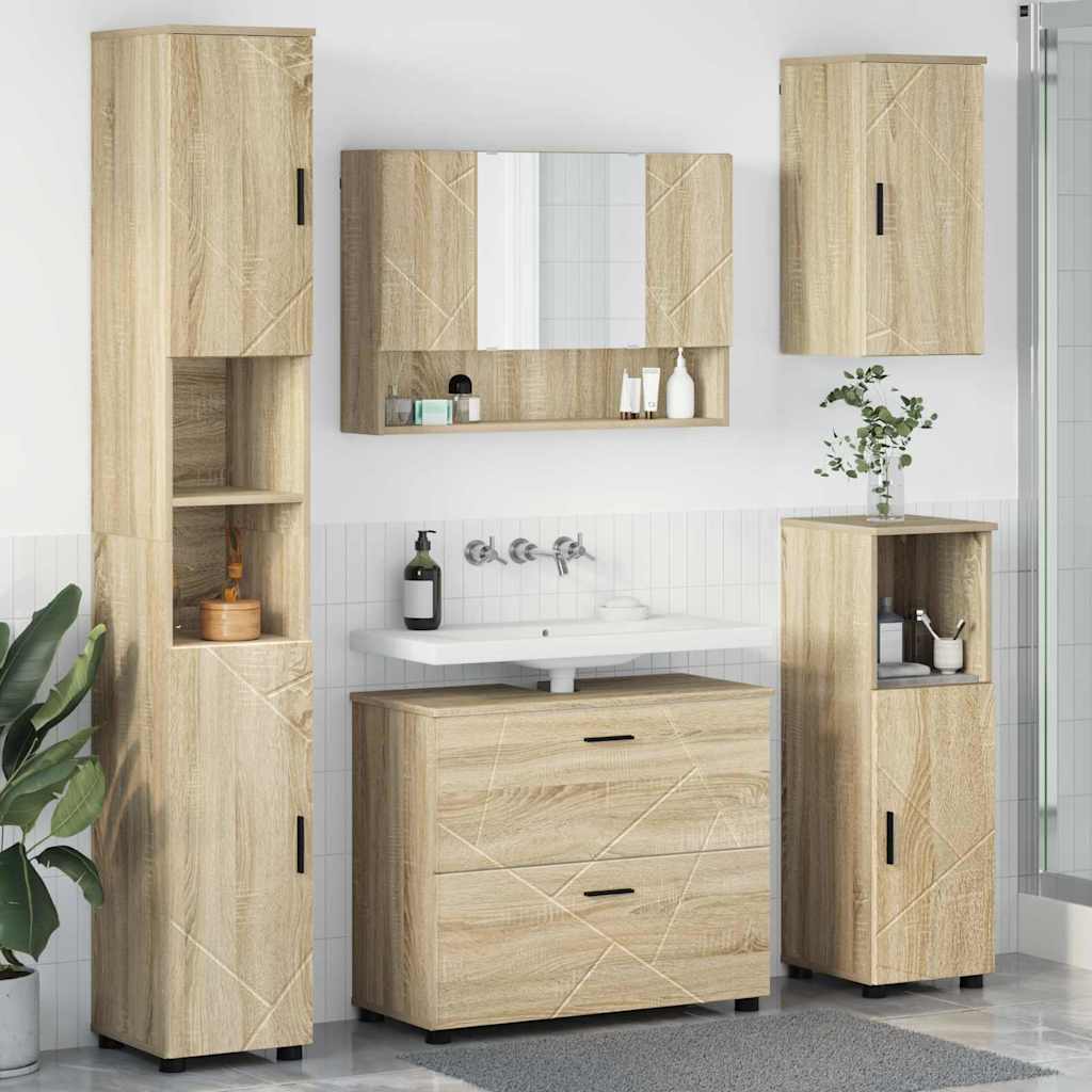 vidaXL Badeværelsesmøbel sæt 5 stk. Sonoma eg 35 x 30 x 192 cm
