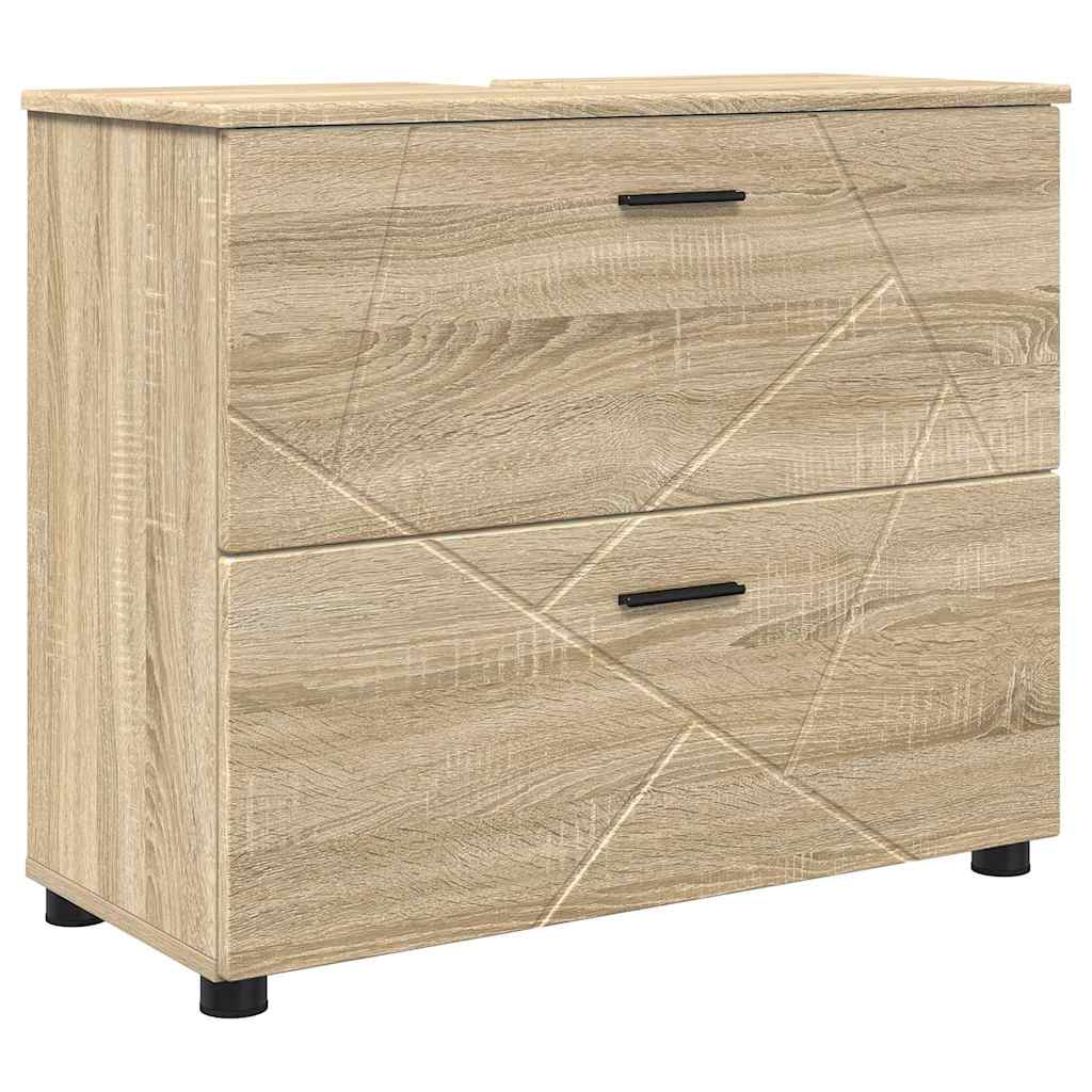 Badeværelsesmøbel sæt 5 pcs Sonoma eg Samlet træ og metal