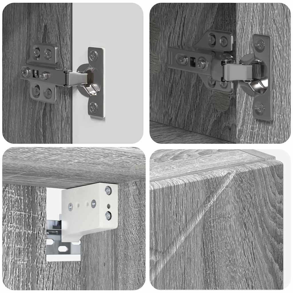 Badeværelsesmøbel sæt 5 pcs Grå Sonoma Samlet træ og metal