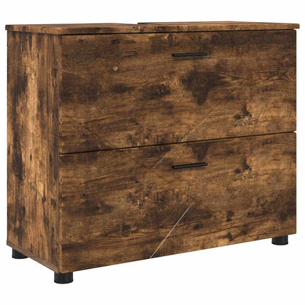Badeværelsesmøbel sæt 4 stk. Røget eg 35 x 30 x 192 cm