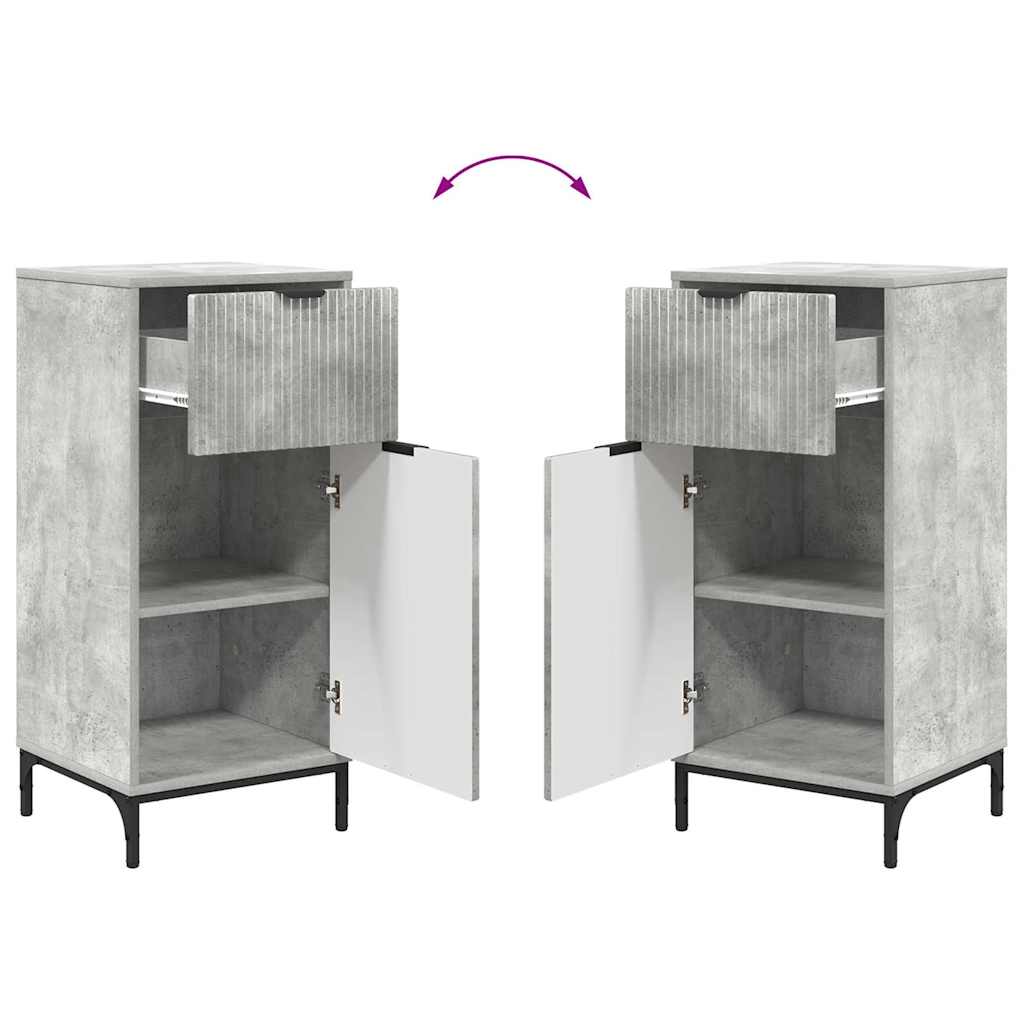 Badeværelsesmøbel sæt 2 pcs Beton Grå Samlet træ og metal