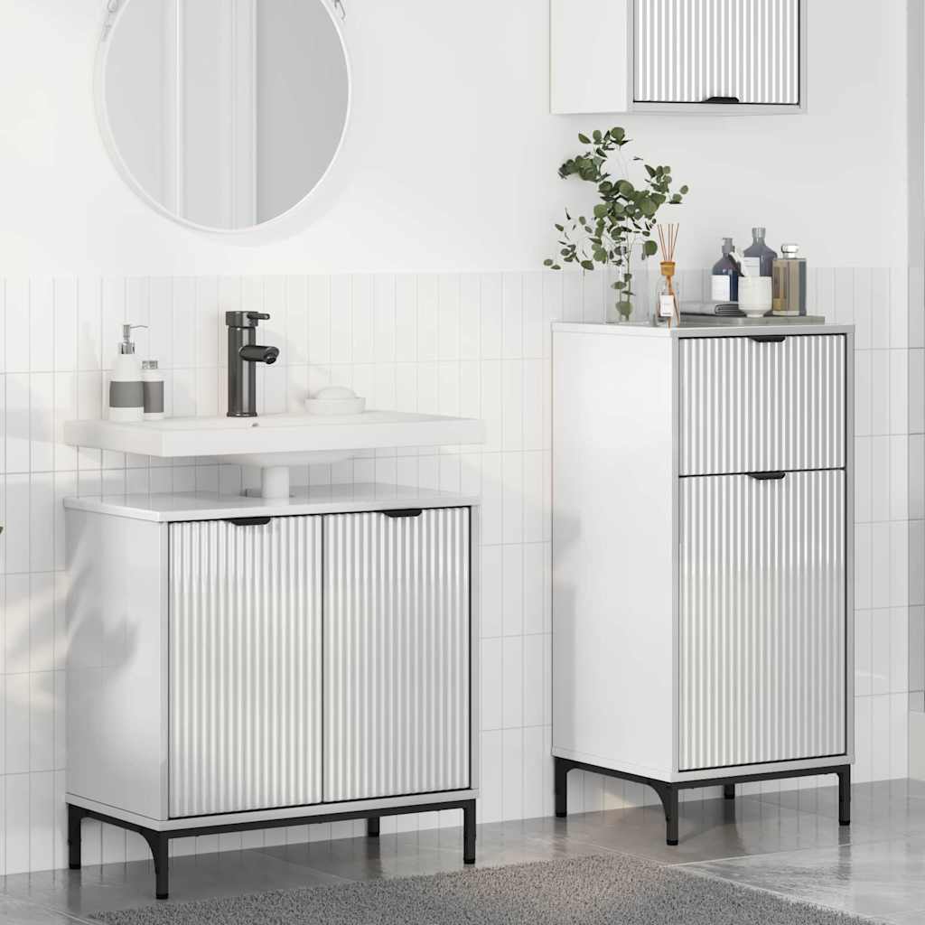 vidaXL Badeværelsesmøbel sæt 2 stk. Høj gloss hvid 39,5 x 36 x 88 cm