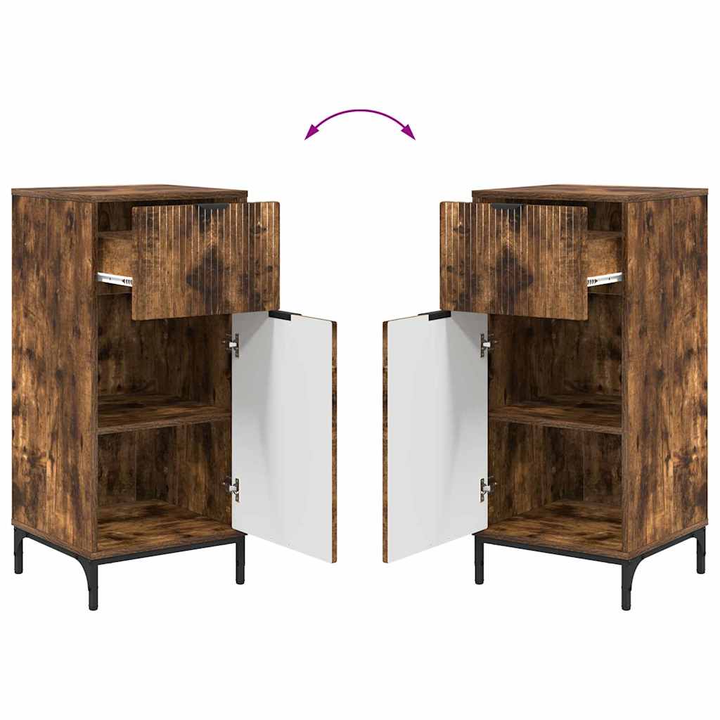 Badeværelsesmøbel sæt 2 pcs Røget eg Samlet træ og metal