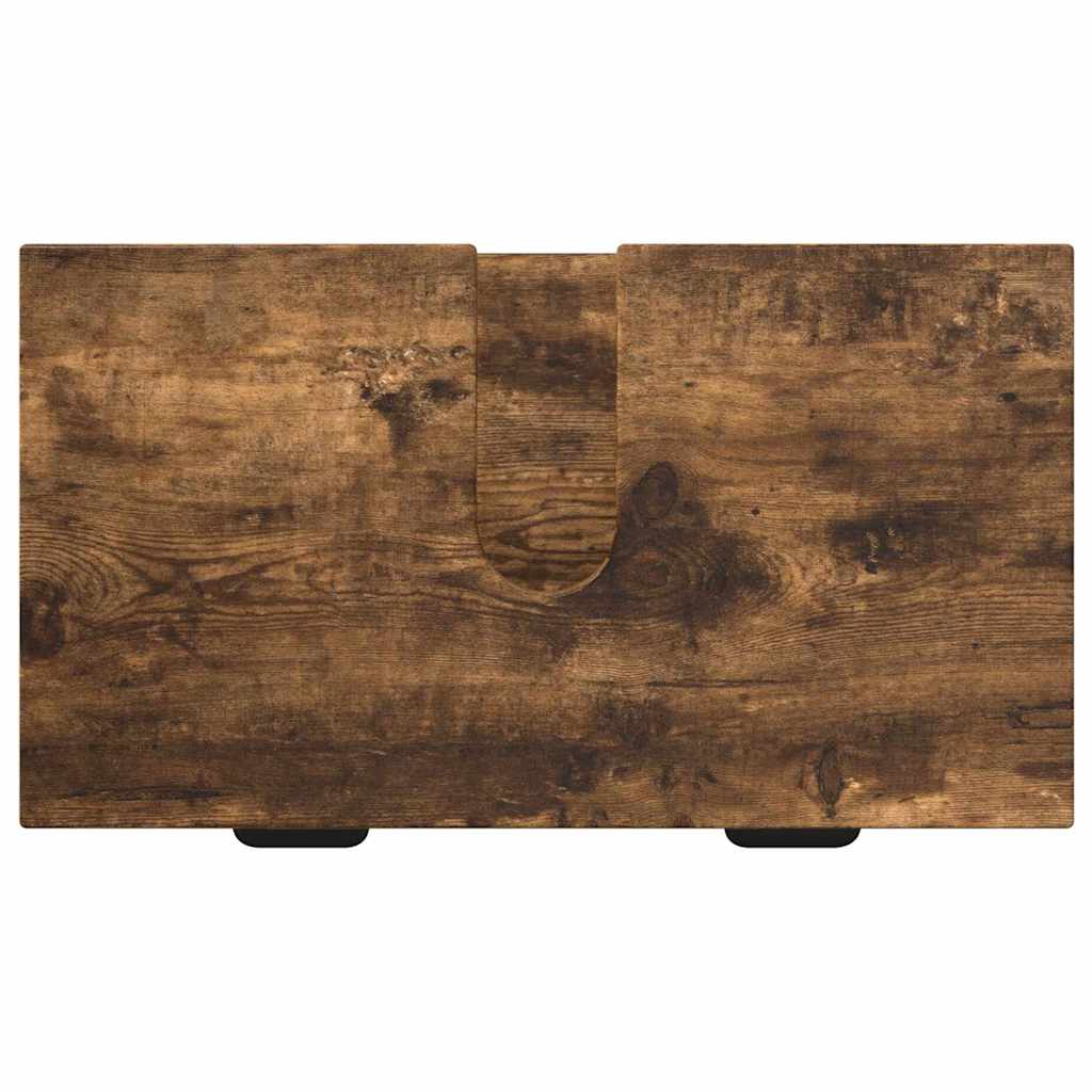 Badeværelsesmøbel sæt 2 pcs Røget eg Samlet træ og metal