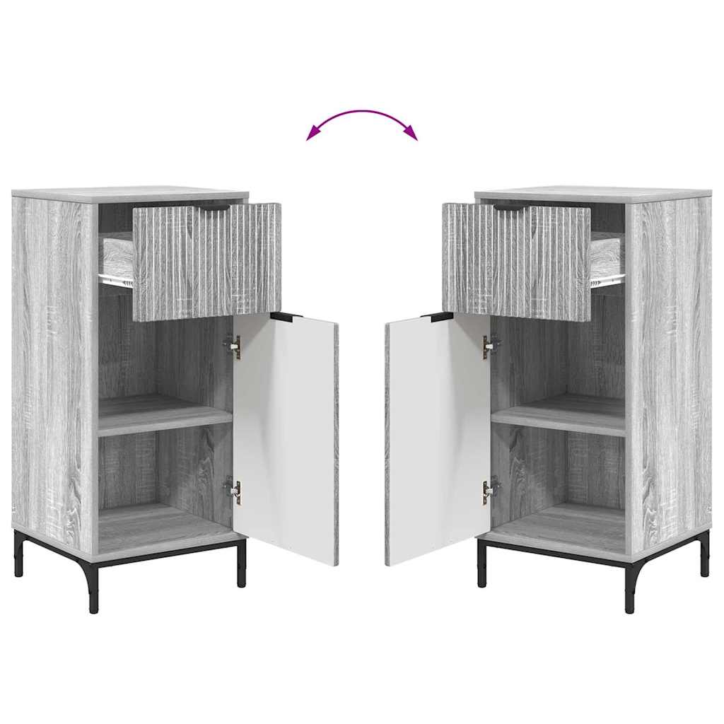 Badeværelsesmøbel sæt 2 pcs Grå Sonoma Samlet træ og metal