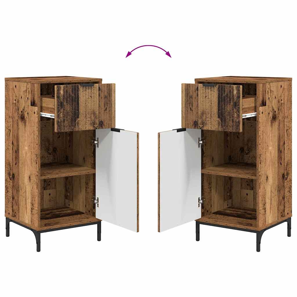 Badeværelsesmøbel sæt 2 pcs Gammelt træ Samlet træ og metal