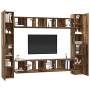 TV-møbelsæt Vægmonteret 10 pcs Gammelt træ 30,5 x 30 x 90 cm