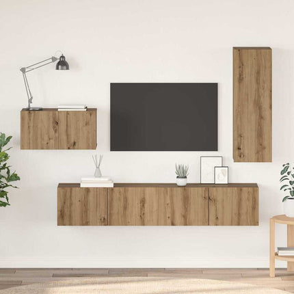 TV-møbelsæt 4 pcs Artisan Egetræ Konstrueret træ