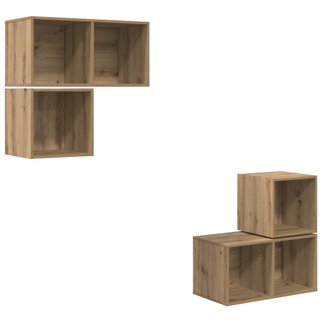 TV-møbelsæt Vægmonteret 4 pcs Artisan Egetræ Konstrueret træ