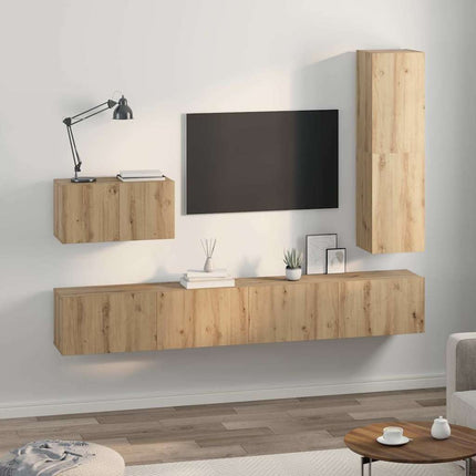 TV-møbelsæt 4 pcs Artisan Egetræ Konstrueret træ