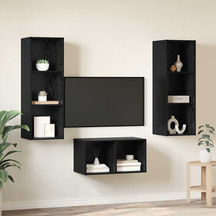 TV-møbelsæt Sort eg 37 x 37 x 107 cm Konstrueret træ