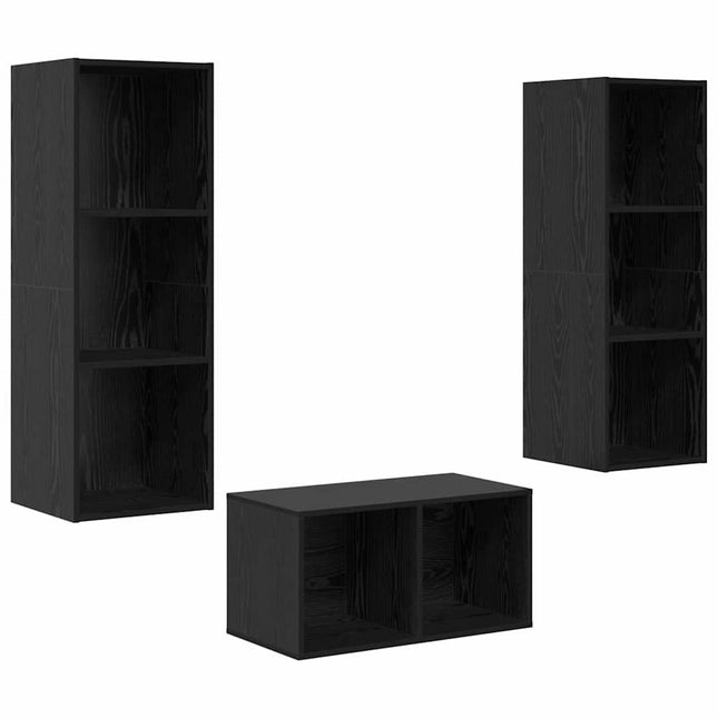 TV-møbelsæt Sort eg 37 x 37 x 107 cm Konstrueret træ