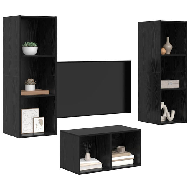 TV-møbelsæt Sort eg 37 x 37 x 107 cm Konstrueret træ