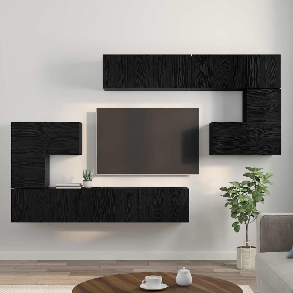 TV Enheder Vægmonteret 4 pcs Sort eg Konstrueret træ