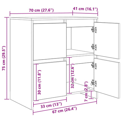 Sideboards 2 pcs Gammelt træ 70 x 41 x 75 cm Konstrueret træ
