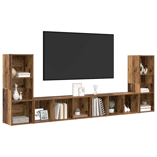 TV-møbelsæt 4 pcs Gammelt træ 37 x 35 x 107 cm Konstrueret træ