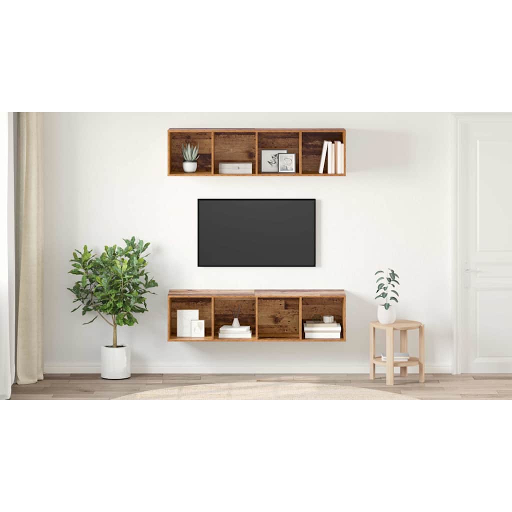 TV-møbelsæt Vægmonteret 2 pcs Gammelt træ 37 x 37 x 142,5 cm