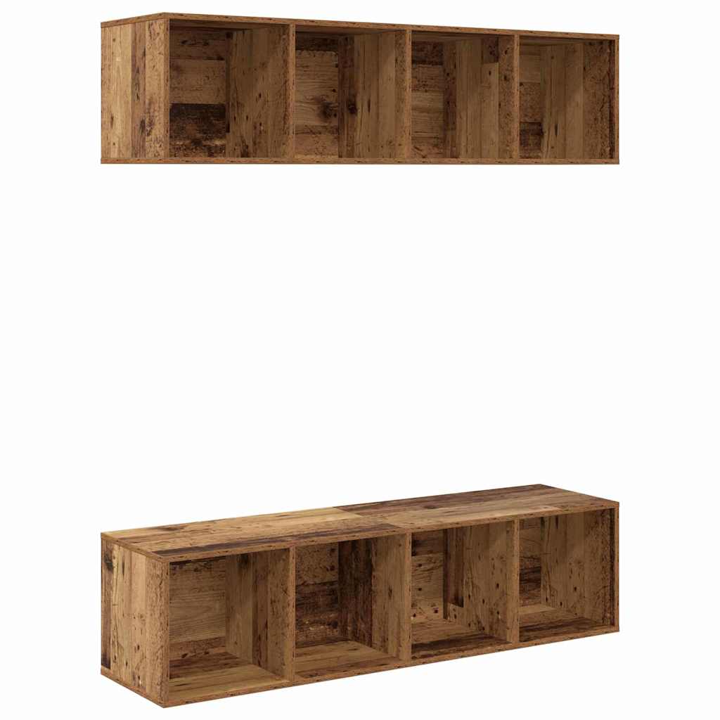 TV-møbelsæt Vægmonteret 2 pcs Gammelt træ 37 x 37 x 142,5 cm