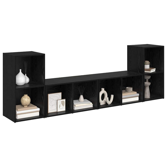 TV-møbelsæt 4 pcs Sort eg 37 x 37 x 72 cm Konstrueret træ