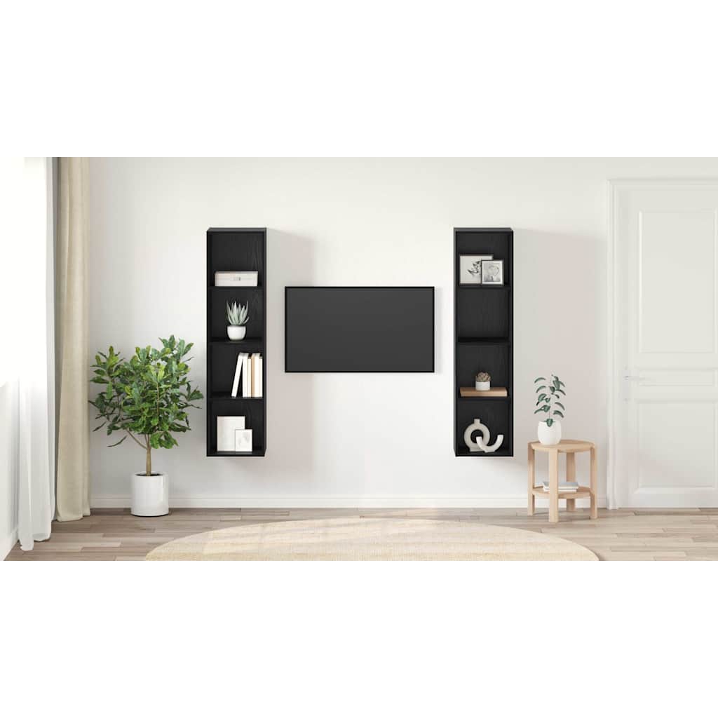 TV-møbelsæt 2 pcs Sort 37 x 37 x 142,5 cm Konstrueret træ