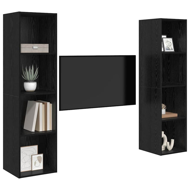 TV-møbelsæt 2 pcs Sort 37 x 37 x 142,5 cm Konstrueret træ