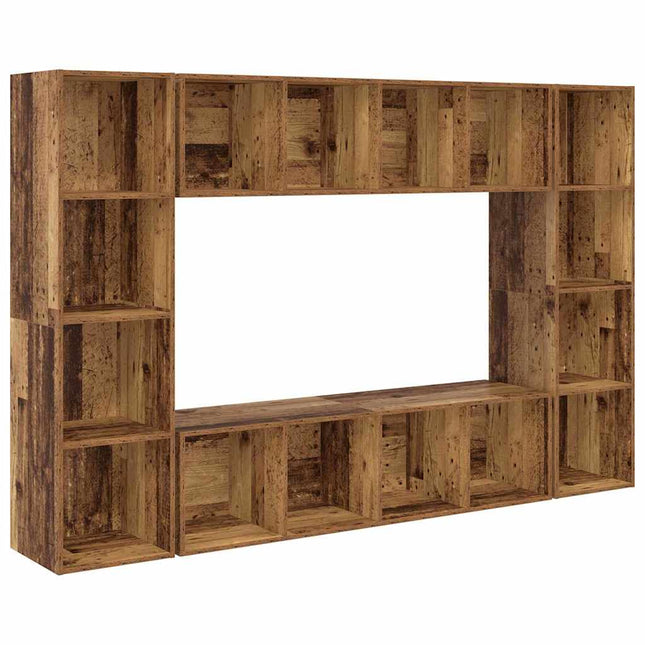 TV-møbelsæt 4 pcs Brun 37 x 37 x 142,5 cm Konstrueret træ
