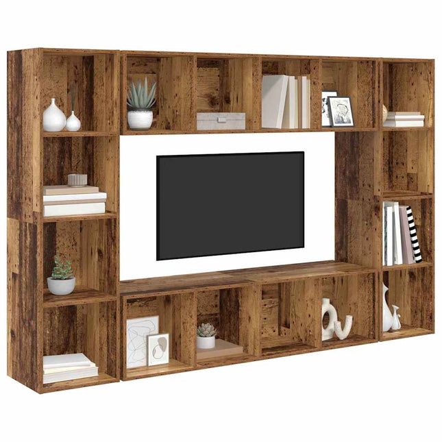 TV-møbelsæt 4 pcs Brun 37 x 37 x 142,5 cm Konstrueret træ