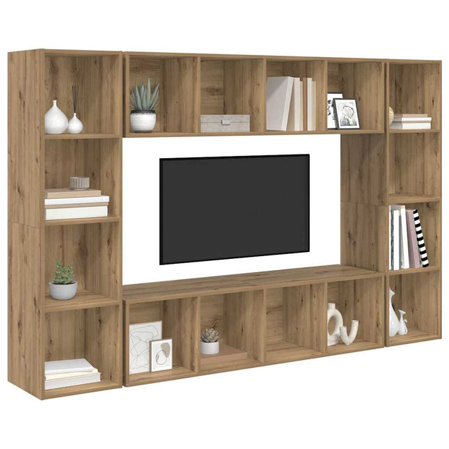 TV-møbelsæt 4 pcs Brun 37 x 37 x 142,5 cm Konstrueret træ