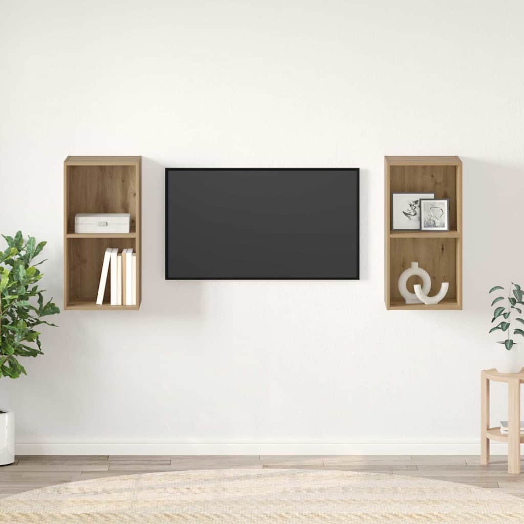 TV-møbelsæt Vægmonteret 2 pcs Artisan Egetræ 37 x 37 x 72 cm