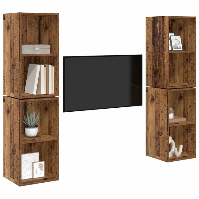 TV-møbelsæt 4 pcs Gammelt træ 37 x 37 x 72 cm Konstrueret træ