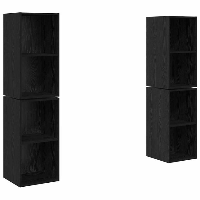TV-møbelsæt 4 pcs Sort eg 37 x 37 x 72 cm Konstrueret træ