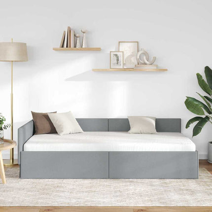 Hjørnesengramme med hovedgærde Lysegrå 90 cm x 190 cm Stof