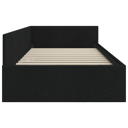 Hjørnesengramme med hovedgærde Sort 90 cm x 190 cm Stof