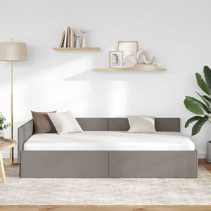 Hjørnesengramme med hovedgærde Gråbrun 90 cm x 200 cm Stof