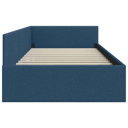 Hjørnesengramme med hovedgærde Blå 90 cm x 200 cm Stof