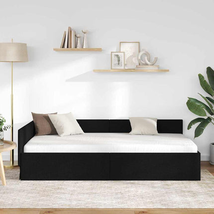 Hjørnesengramme med hovedgærde Sort 100 cm x 200 cm Stof