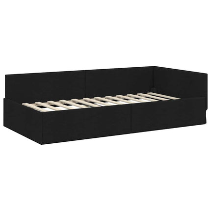 Hjørnesengramme med hovedgærde Sort 100 cm x 200 cm Stof