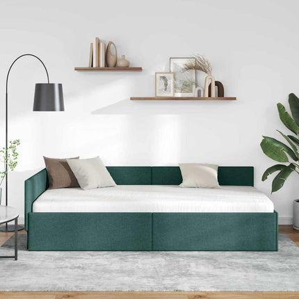 Hjørnesengramme med hovedgærde Mørkegrøn 100 cm x 200 cm Stof