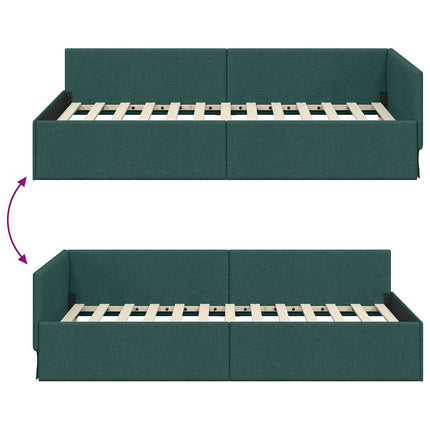 Hjørnesengramme med hovedgærde Mørkegrøn 100 cm x 200 cm Stof