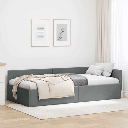 Hjørnesengramme Mørkegrå 100 x 203 cm Stof