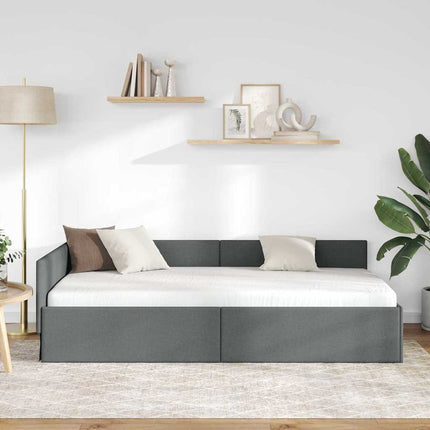 Hjørnesengramme Mørkegrå 100 x 203 cm Stof