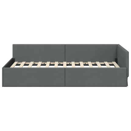 Hjørnesengramme Mørkegrå 100 x 203 cm Stof