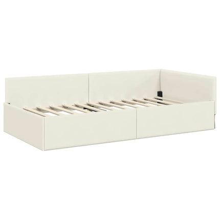Hjørnesengramme med hovedgærde Creme 80 cm x 200 cm Fløjl