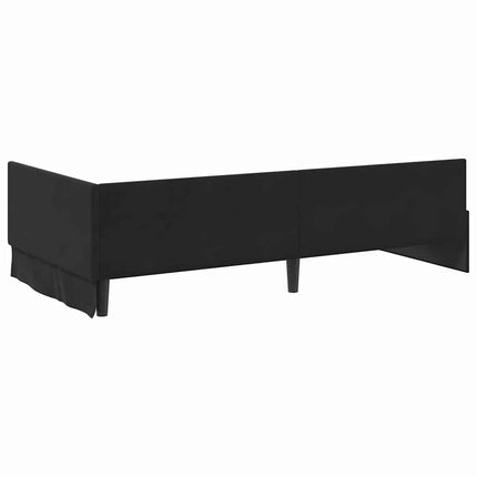 Hjørnesengramme med hovedgærde Sort 90 cm x 190 cm Fløjl