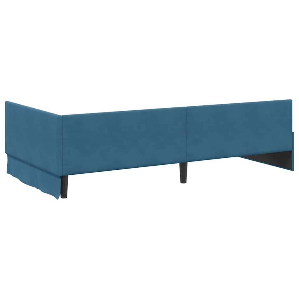 Hjørnesengramme med hovedgærde Blå 100 cm x 200 cm Fløjl