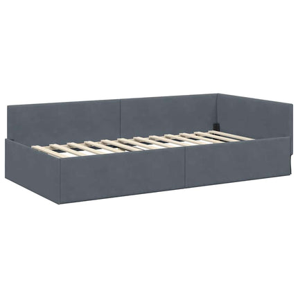Hjørnesengramme med hovedgærde Mørkegrå 100 cm x 200 cm Fløjl