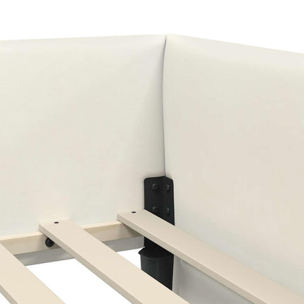 Hjørnesengramme med hovedgærde Creme 100 cm x 200 cm Fløjl