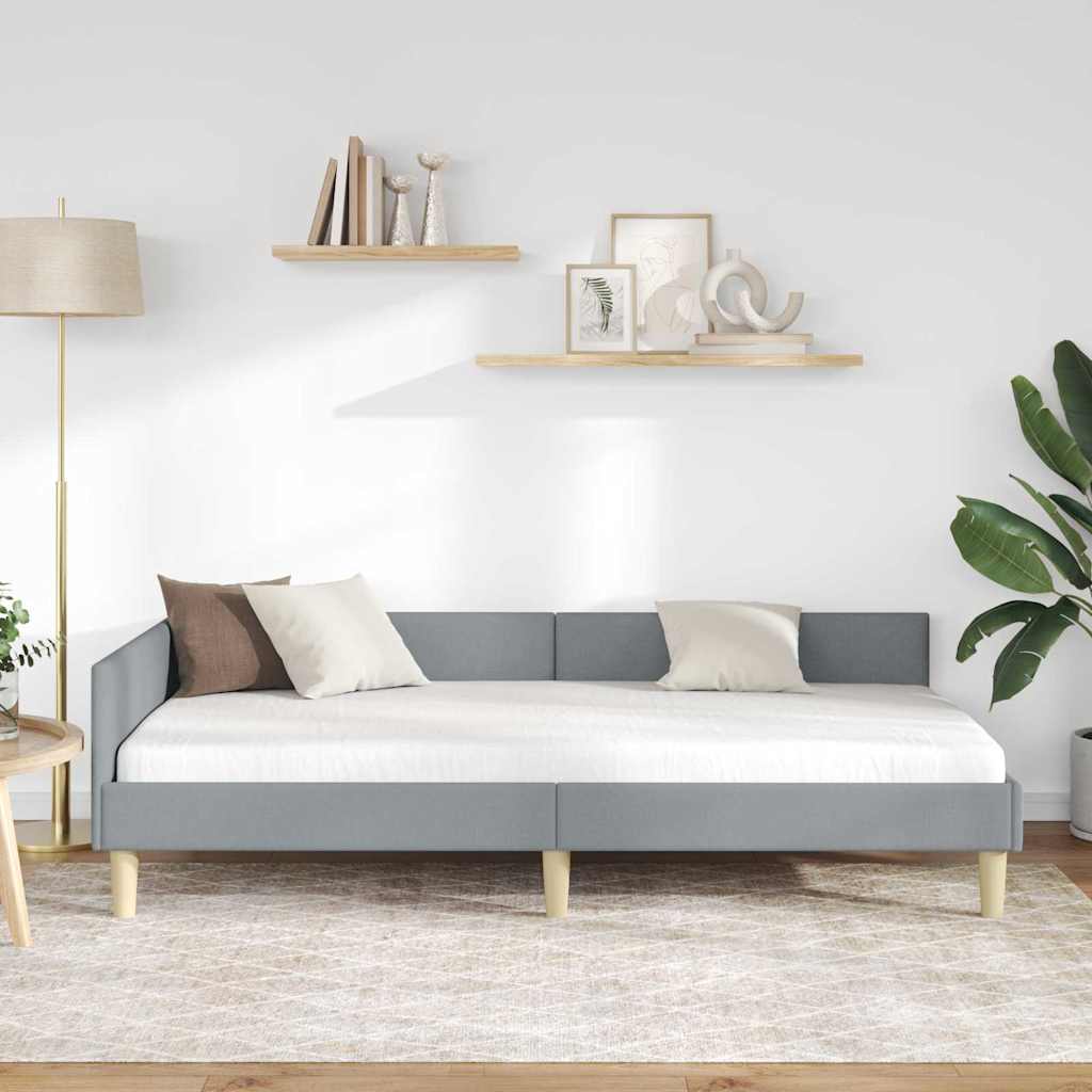 Hjørnesengramme Lysegrå 100 x 200 cm Stof